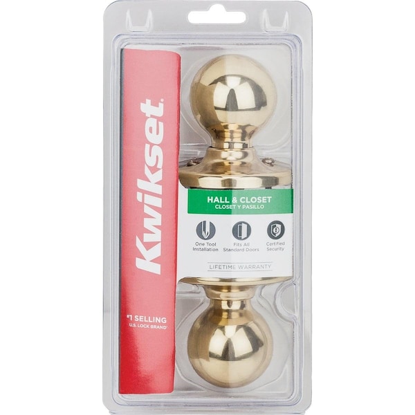 Polo Polished Brass Hall & Closet Door Knob